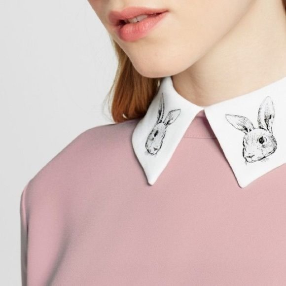 457 VICTORIA BECKHAM Blush Collared Shift Dress 1X NEW Women's Plus - Picture 5 of 15